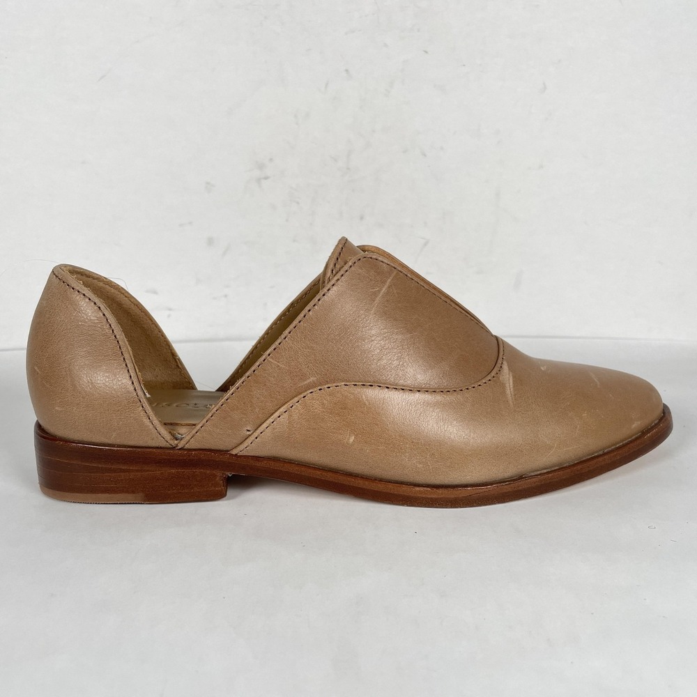 Nisolo Emma D'Orsay Shoes Womens Size 7.5 Beige Leather Slip On Flats Oxford